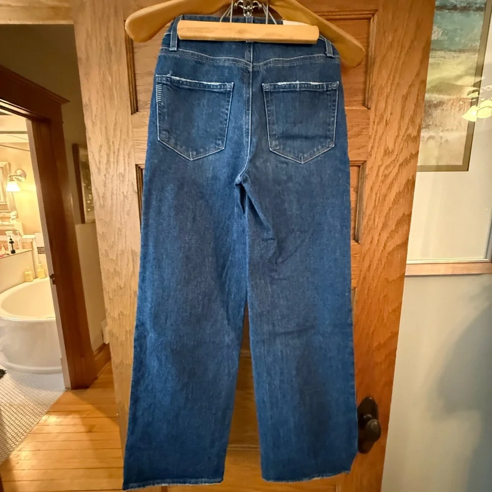PAIGE Dark Blue High-Rise Wide Leg Jeans Sasha Glorious - Picture 2 of 10